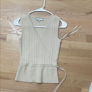 Beige and light blue Ribbed Wrap Blouses. Both for sale
NWOT